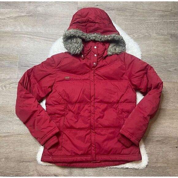 Columbia Down Feather XCO Womens Jacket Size Small Red Puffer Detachable Hoodie - Picture 1 of 14